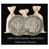 Mixed Date: 1892-1915 Barber Silver Half Dollar