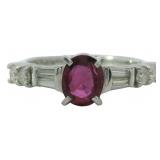 Platinum 1.07 ct Natural Ruby & Diamond Ring