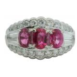 Platinum 2.35 ct Natural Ruby & Diamond Ring
