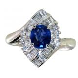 Platinum Natural 1.99 ct Sapphire & Diamond Ring