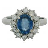 Platinum 1.53ct Natural Sapphire & VS Diamond Ring