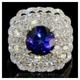 14k Gold 6.67 ct Sapphire & Diamond Ring