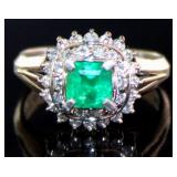 Platinum 1.18 ct Natural Emerald & Diamond Ring