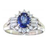 Platinum 1.34ct Natural Sapphire & VS Diamond Ring