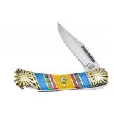 Silverhorse Yellow/Blue Turquoise Lockback Knife