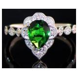Pear Cut 1.25 ct Emerald & Diamond Ring