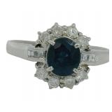 Platinum 1.71 ct Natural Sapphire & Diamond Ring