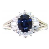 Platinum 1.60ct Natural Sapphire & VS Diamond Ring