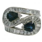 Platinum 3.00 ct Natural Sapphire & Diamond Ring