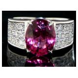 Platinum 4.24 ct Natural Tourmaline & Diamond Ring