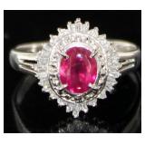 Platinum 1.31 ct GIA Natural Ruby & Diamond Ring