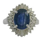 Platinum 3.16 ct Natural Sapphire & Diamond Ring