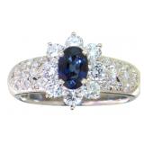 Platinum 1.31ct Natural Sapphire & VS Diamond Ring