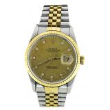 Rolex 16233 Datejust 36mm Two-Tone Diamond Watch