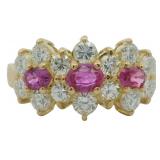 18k Gold 1.30 ct Natural Ruby & Diamond Ring