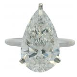 14kt Gold 4.74 ct Pear Lab Diamond Solitaire Ring