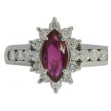 Platinum 1.45 ct Natural Ruby & VS Diamond Ring