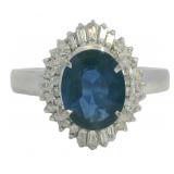 Platinum 2.86ct Natural Sapphire & VS Diamond Ring