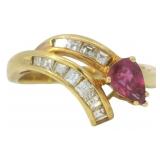 18kt Gold Natural Ruby & VS Diamond Ring