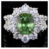 Platinum 9.51 ct Natural Tourmaline & Diamond Ring