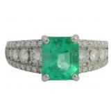 Platinum 2.55 Natural Emerald & VS Diamond Ring