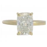 14kt Gold 1.96 ct Cushion VVS Lab Diamond Ring