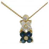 18k Gold Natural Sapphire & Diamond 16" Necklace