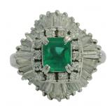 Platinum 2.00 ct Natural Emerald & VS Diamond Ring