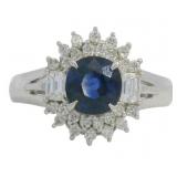 Platinum 1.72 ct Natural Sapphire & Diamond Ring