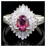 Platinum 1.68 ct Natural Ruby & VS Diamond Ring