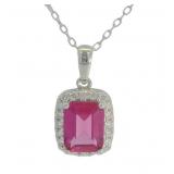 Step Cut 1.67 ct Pink Sapphire & Diamond Necklace