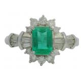 Platinum 1.48 ct Natural Emerald & Diamond Ring