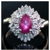 Plat. 2.45 ct Natural Star Ruby & VS Diamond Ring