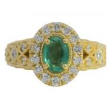 Brilliant 2.03 ct Lab Emerald & Diamond Ring