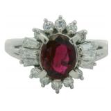 Platinum 1.15 ct Natural Ruby & Diamond Ring