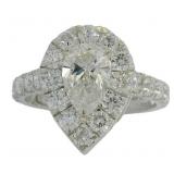 14k Gold 2.56 ct VVS Pear Cut Lab Diamond Ring
