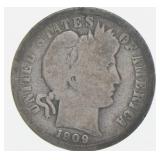 1909 O-Barber Dime 90% Average