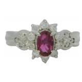Platinum .95ct Natural Ruby & Diamond Ring