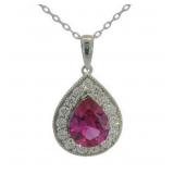 Pear Cut 2.35 ct Pink Sapphire & Diamond Necklace