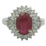 Platinum 2.20 ct Natural Ruby & Diamond Ring
