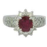 Platinum 1.54ct Natural Ruby & Diamond Ring