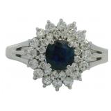 Platinum 1.33 ct Natural Sapphire & Diamond Ring
