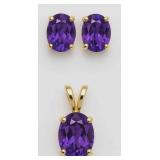 10kt Gold 4.00 ct Amethyst Earring & Pendant Set