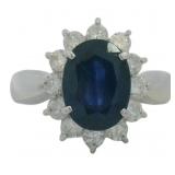 Platinum 2.70 ct Natural Sapphire & Diamond Ring