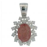 Oval 3.51 ct Natural Ruby & Lab Diamond Pendant