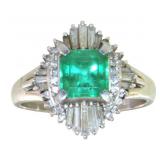 Platinum 1.99 ct Natural Emerald & Diamond Ring