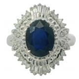 Platinum 2.43 ct Natural Sapphire & Diamond Ring