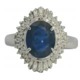 Platinum 2.44 ct Natural Sapphire & Diamond Ring