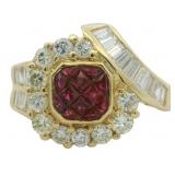 18k Gold 1.90 ct Natural Ruby & VS Diamond Ring
