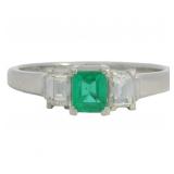Platinum .62 ct Natural Emerald & Diamond Ring